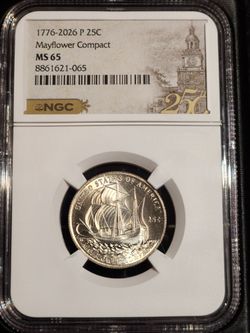 2026-P Mayflower Compact Quarter NGC MS65 – America 250 – $20