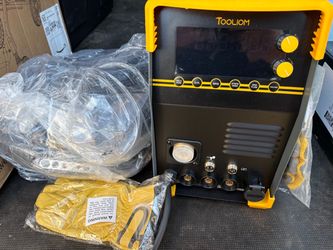 TOOLIOM 110/220V 6-in-1 Welder & Plasma Cutter Kit with Wire, Rod & Gloves MIG/TIG/CUT/stick/flux MIG/spool gun welder, smart digital display, aluminu