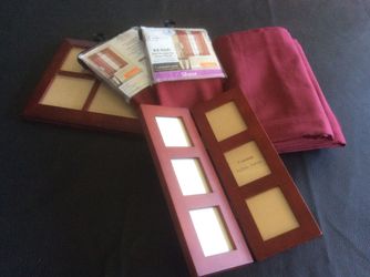 Picture Frames Foldable Tower Style, Tabletop Or  Wall Hanging, And 2 New Sheer Panels, 1   Black Out Curtain New Wine Color 