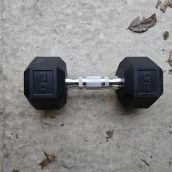 Single 20lb Rubber Hex Dumbbell-