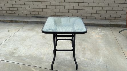 36 1/2” H x 28” L x 28” W  Glass Table
