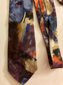 European Concepts Men’s Formal Necktie 58”x4” Abstract Multicolor Watercolor Pattern 