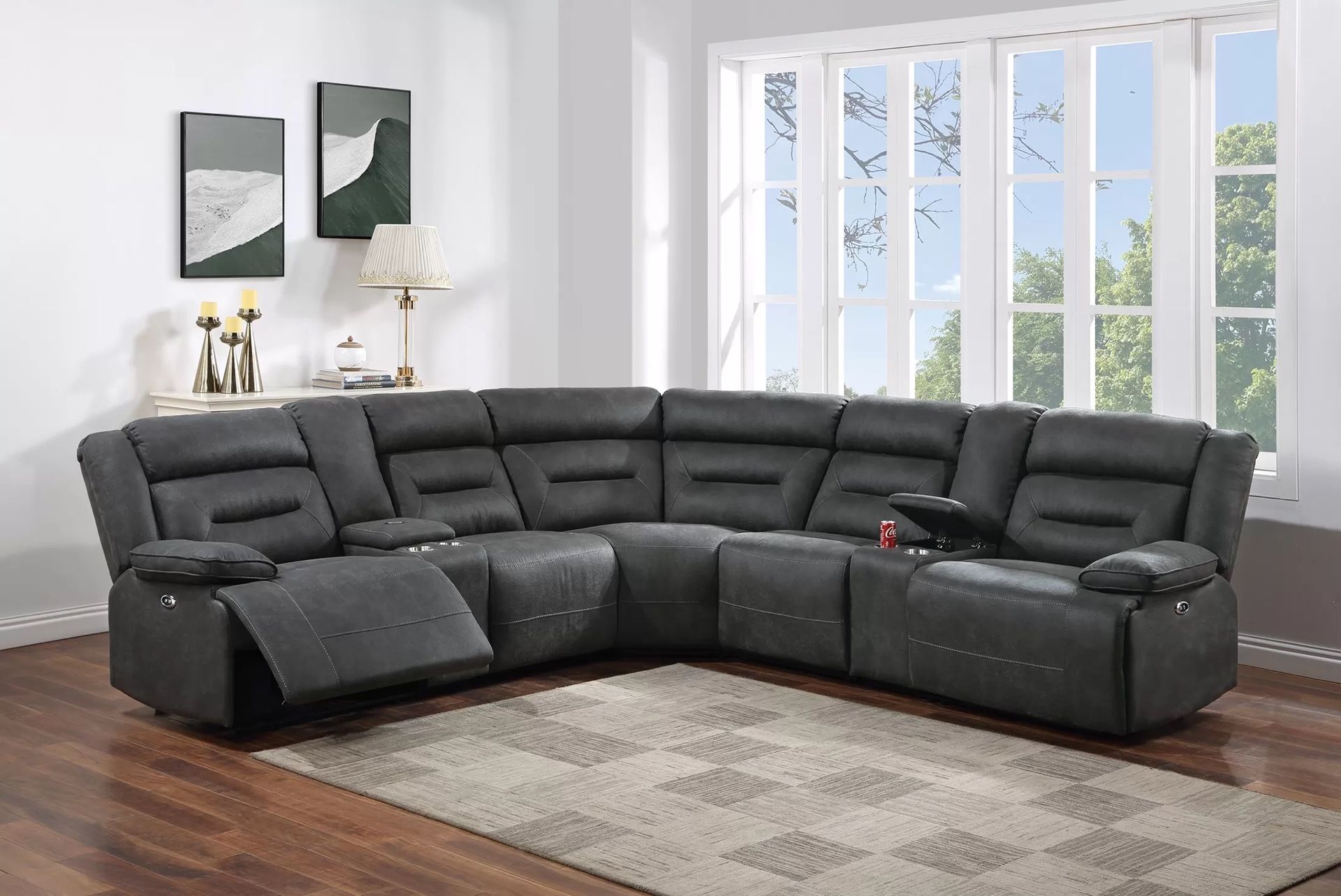 Power Reclining Sectional Sofa With Console