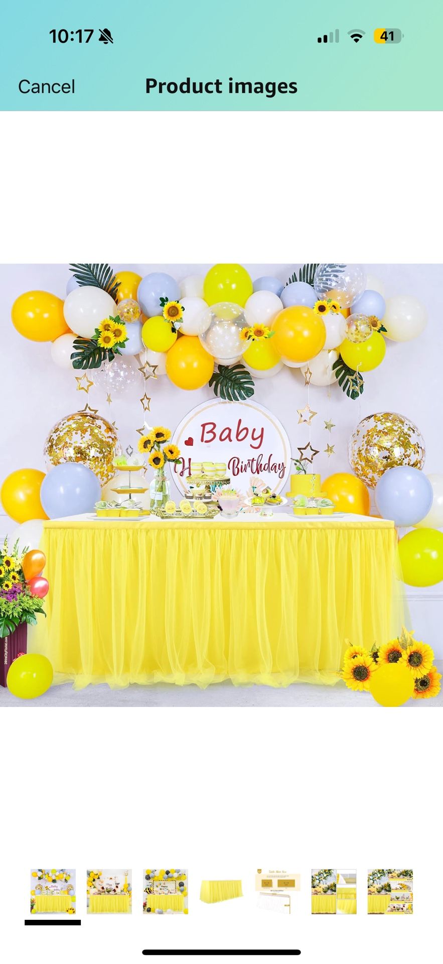 6ft. Yellow Tulle Polyester Table Skirts for Rectangle or Round Tables