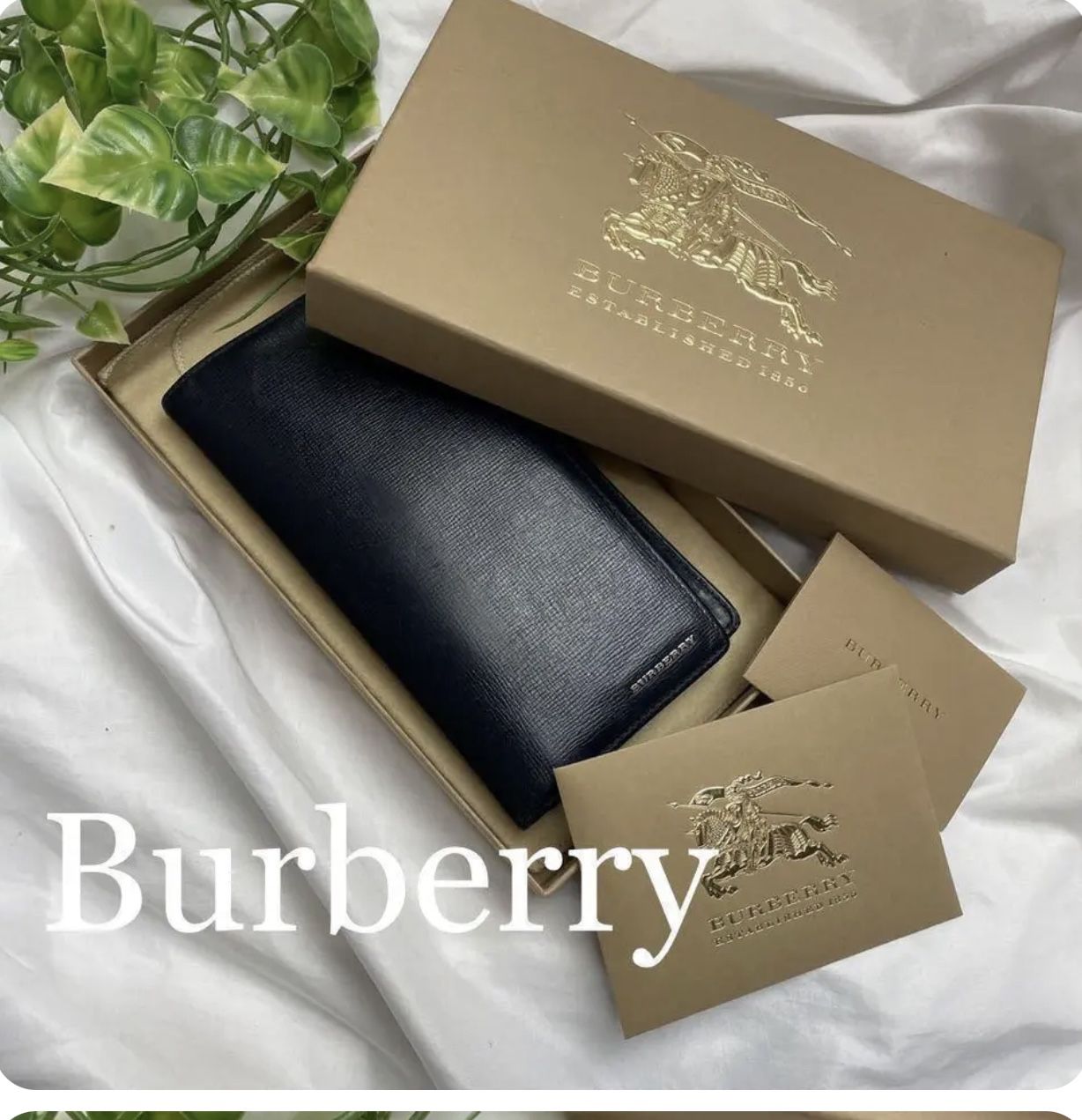 Burberry Leather Wallet With Box Like New 