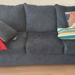 Dark Blue Fabric Sofa 3 Seater Cum Bed