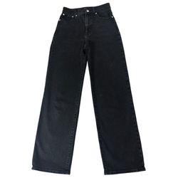Madewell Perfect Vintage Wide Leg Jeans Women High Rise Black Wash Denim Size 24 No