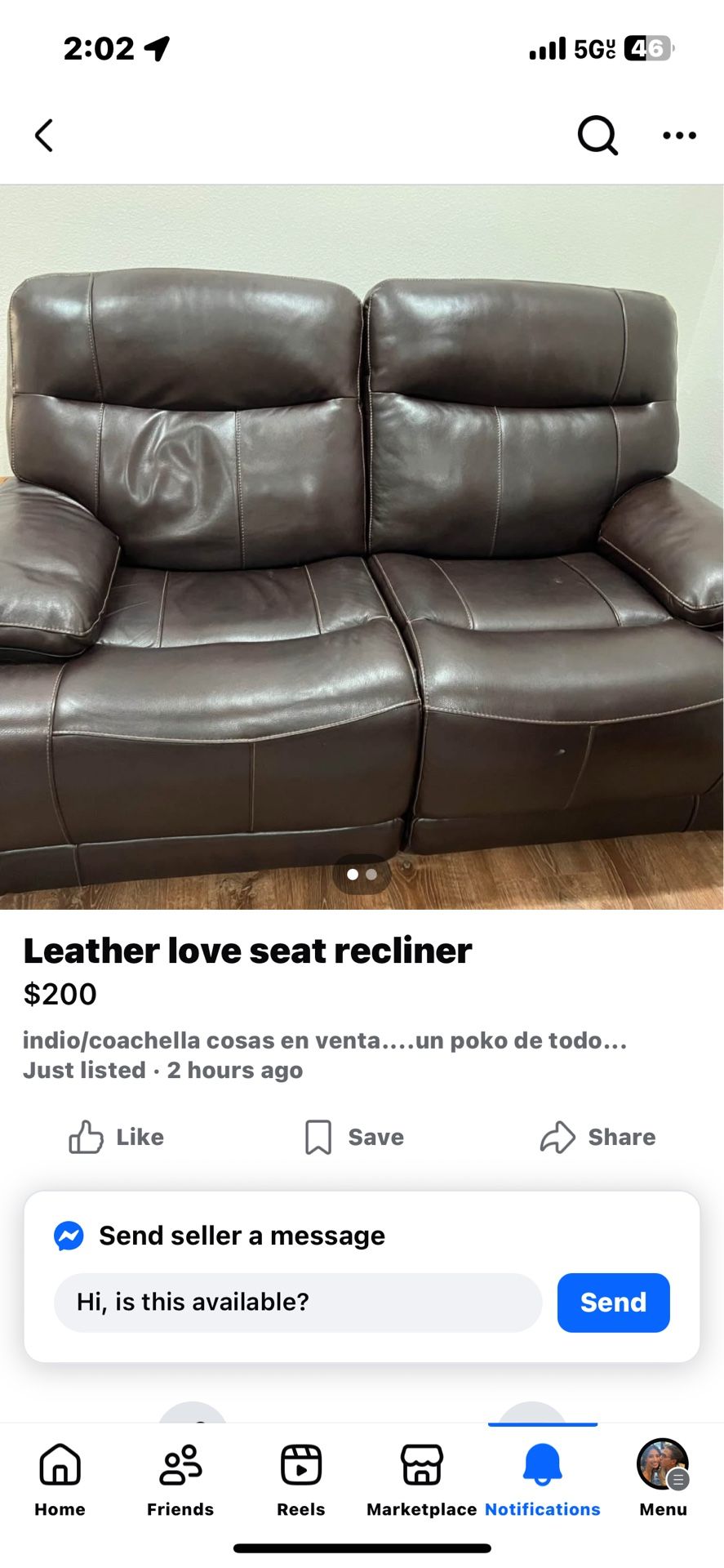 Leather Loveseat Recliner 