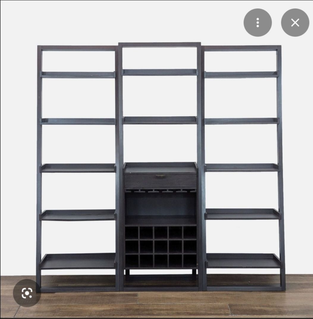 Bookshelves with wine rack