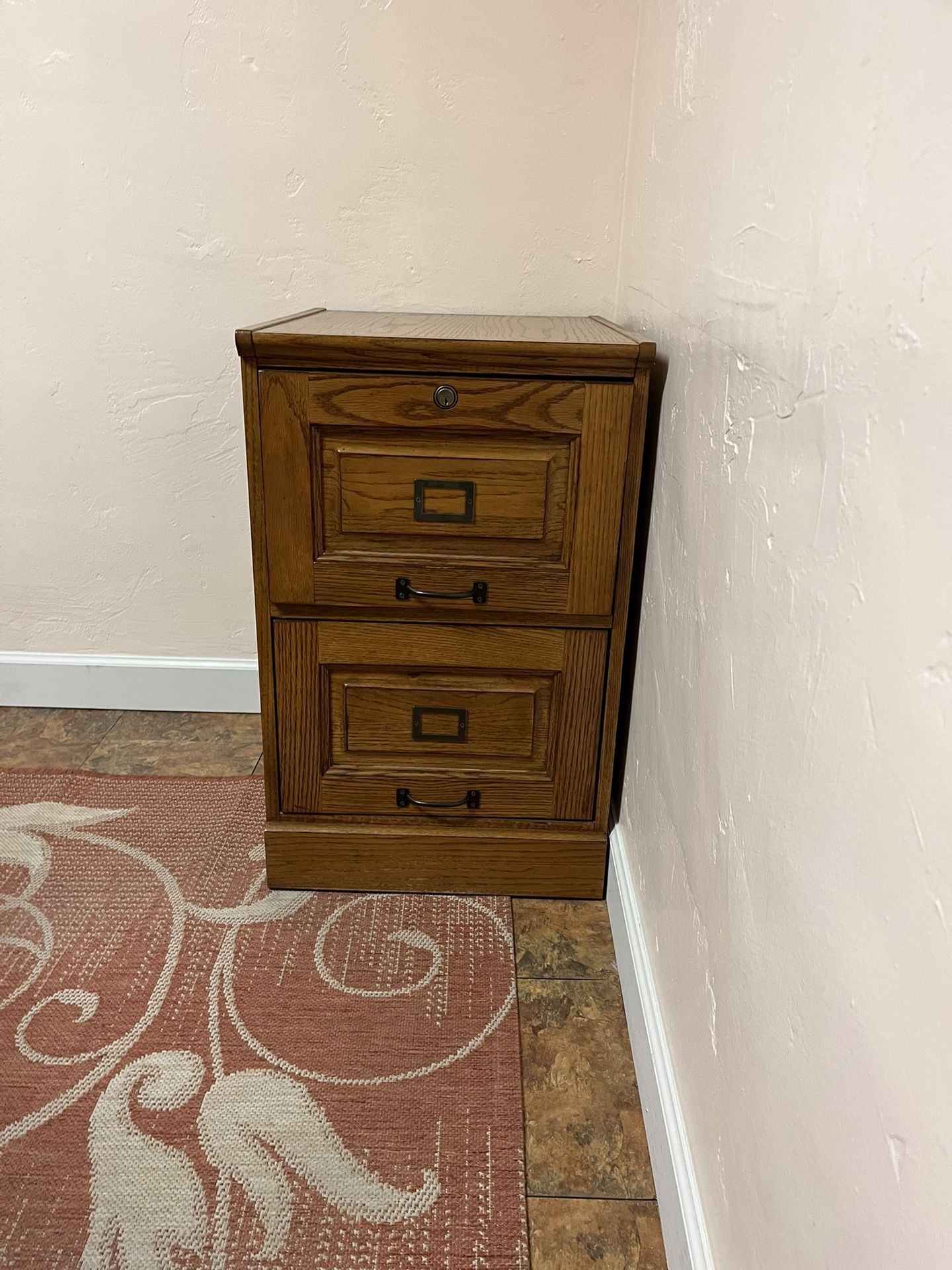 Two Drawer Oak Filing Cabinet