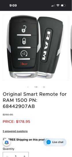 RAM 1500 Smart Key Fob Remote