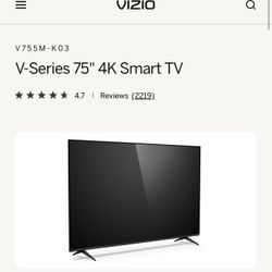 TV. V-Series 75" 4K Smart TV