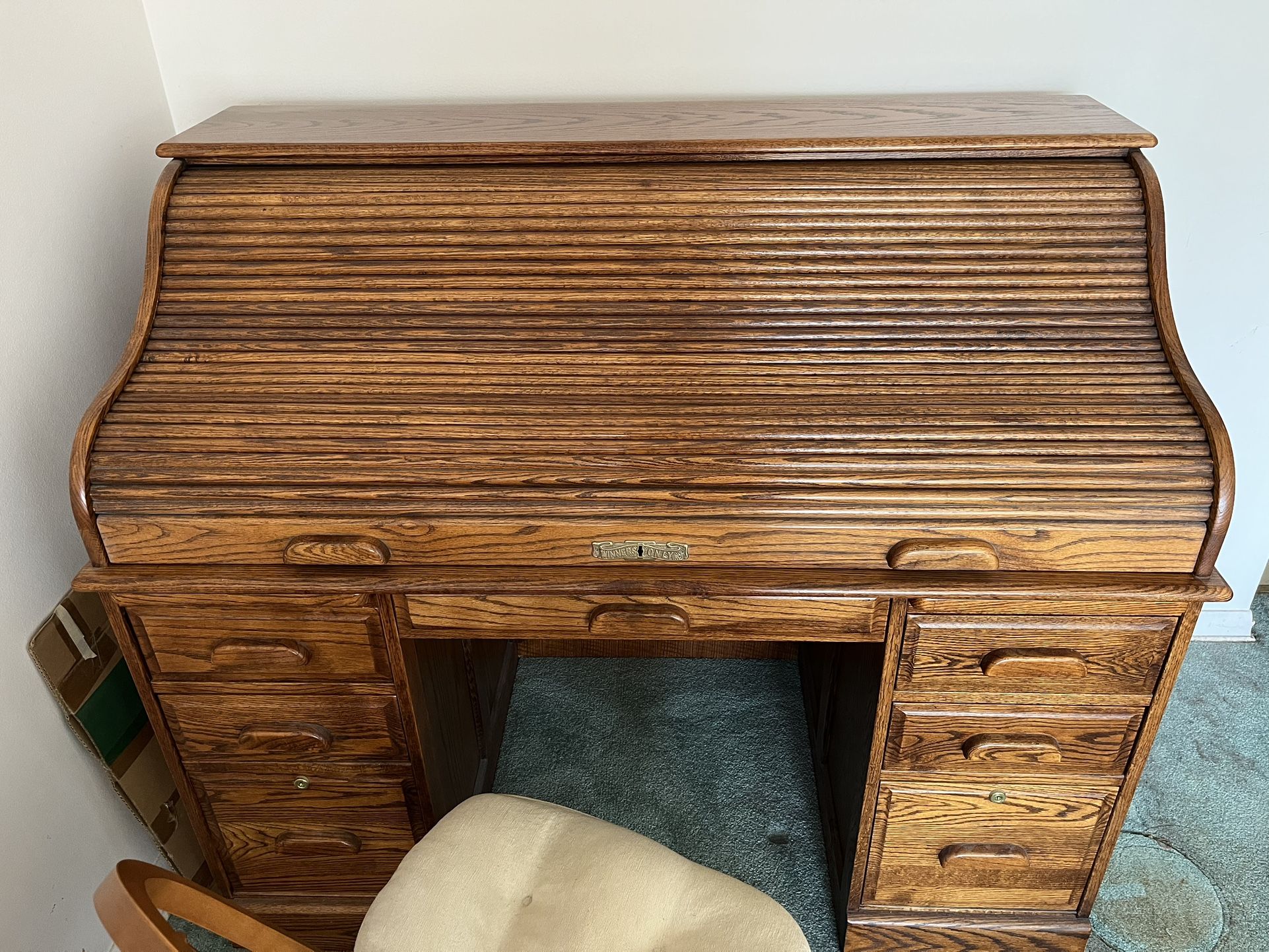 Solid Oak Rolltop Desk Made By Winners Only