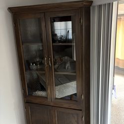 Set of 2 — Dark Brown • Wooden Curio Cabinets