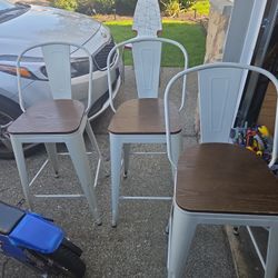 White And Brown Barstools 