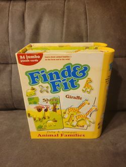 Find & Fit: Animal Families: 24 Jumbo Puzzle Cards Children Learning Activity