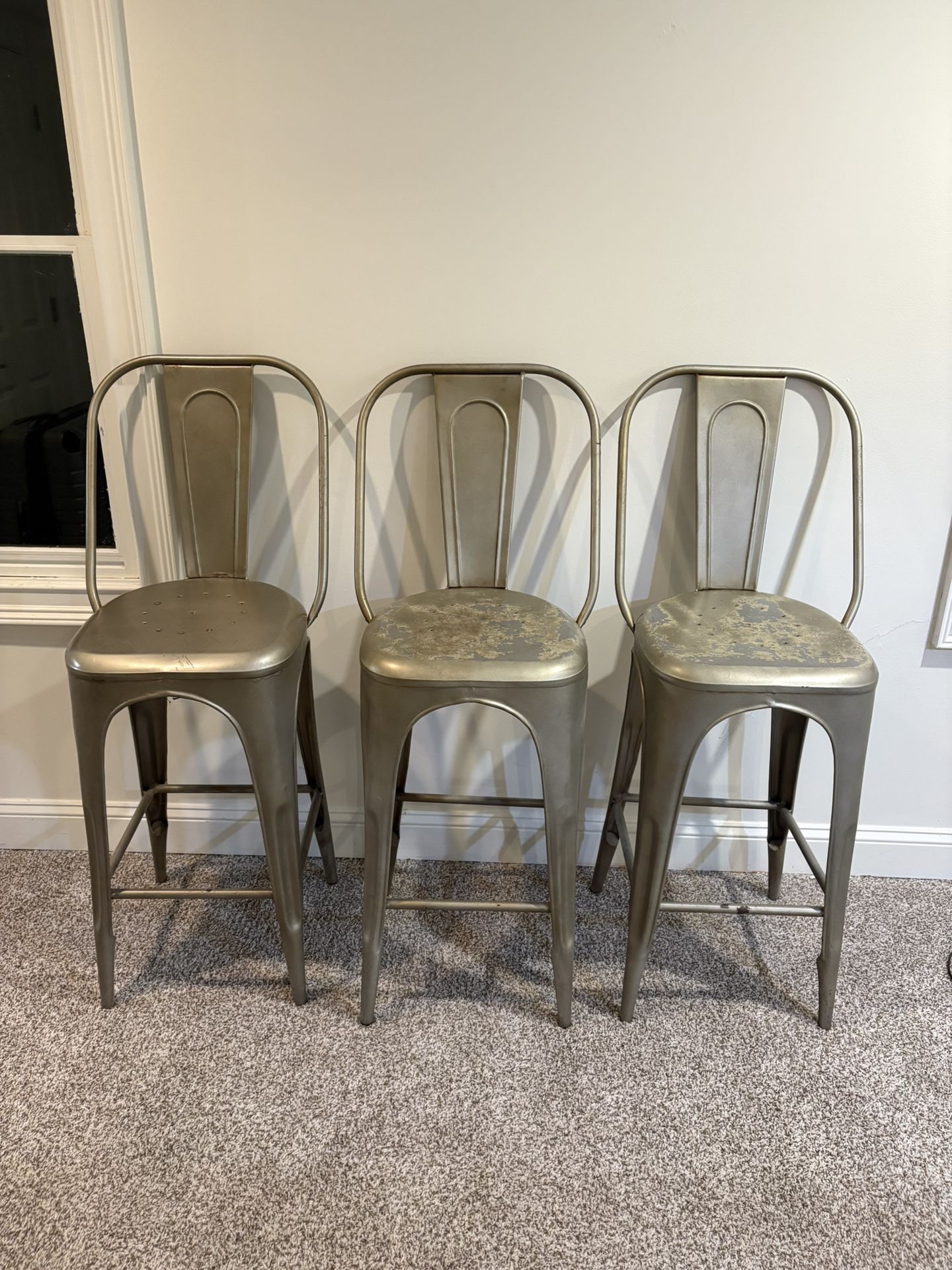 Metallic Vintage Style Barstools with Refining Sophistication - Must Sell Fast!