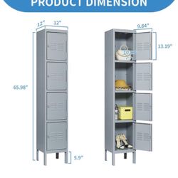 4 Doors Locker for Employees, Metal Locker Storage Cabinet for Home Office School Gym