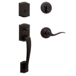 Kwikset Prescott Venetian Bronze Single Cylinder Entry Door Handleset with Tustin Handle Featuring SmartKey Security@U2-416