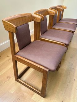 Vintage Brutalist Oak Dining Chairs - Set of 4