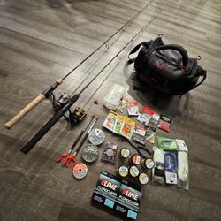 Perfect Fresh Water Set Ups With Spinning Fishing Tackle And Bag. 
