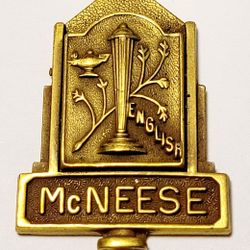 Vintage Gold-toned McNeese State University Excellence In English Award Pendant. The pendant appears to be in good condition, with some minor wear and
