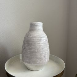 White Clay Vase Made In Portugal