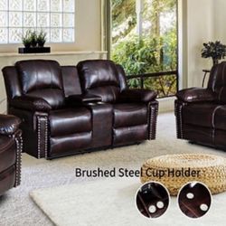 NEW RECLINING SOFA AND LOVESEAT BROWN INCLUDING FREE DELIVERY SPECIAL FINANCING AVAILABLE 