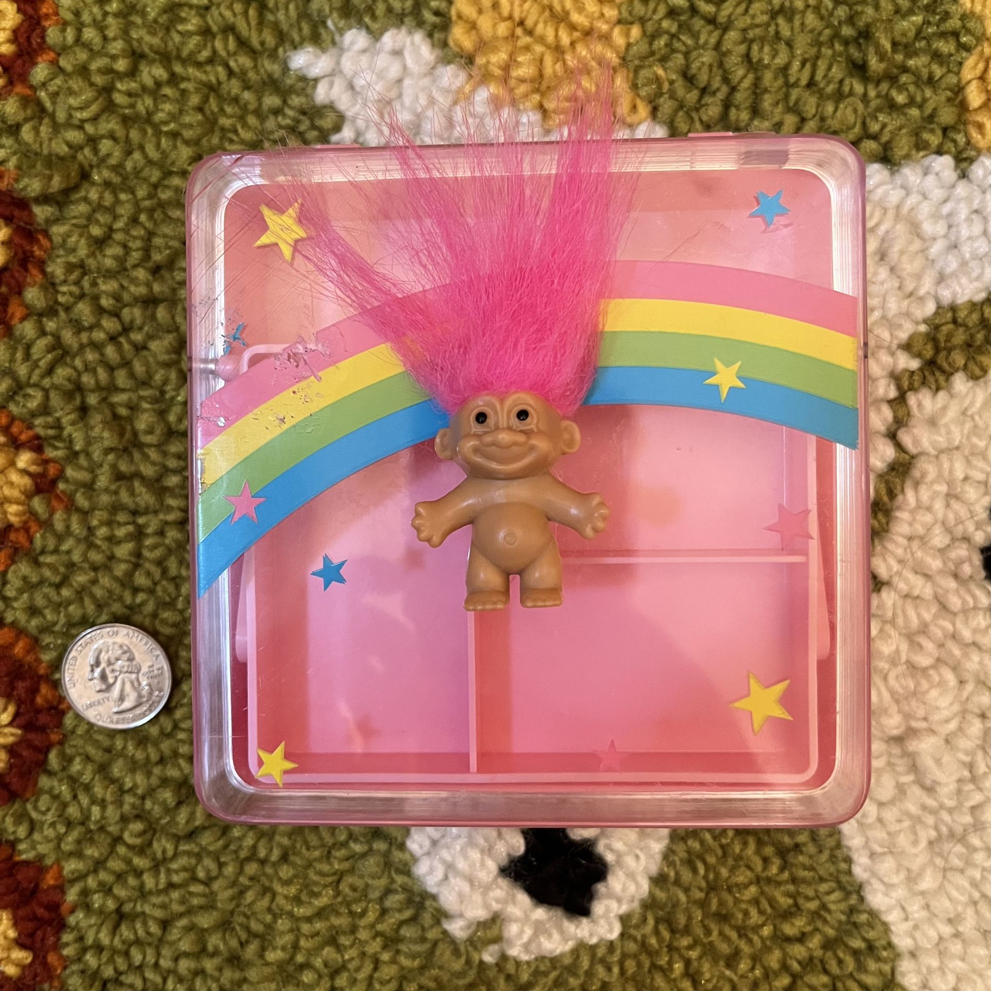 Vintage Troll Doll Travel Jewelry Box Caboodle (1990s Toy Russ Berrie)