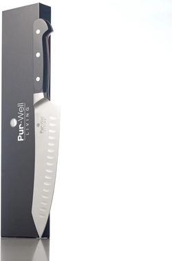 Chef Knife Classic 8in Professional Chefs Knife Made with German Stainless Steel Elite multi-purpose full-size 8-inch chef’s knife by Pur-Well Living