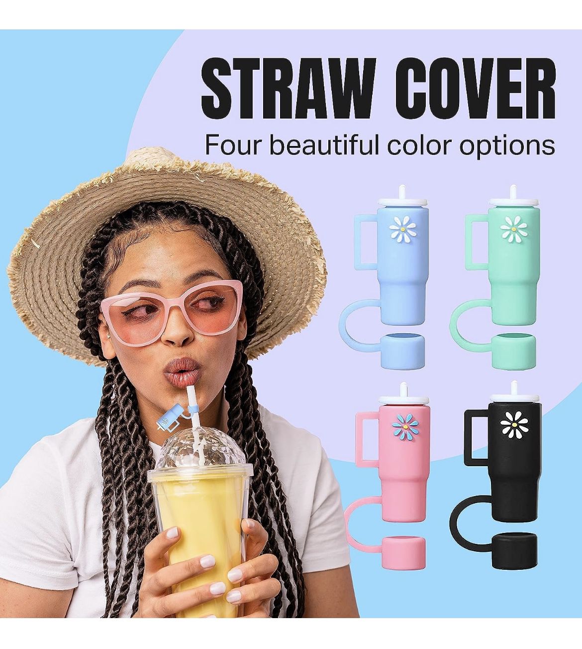SafeSip Clear Straw Holder Drink Covers 4-Pack