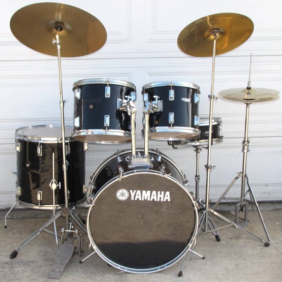 Black Drum Set With Cymbals And Hardware