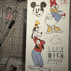$2  Free S&H  Disney Mickey Minnie Daisy Goofy Diecut Paper Sheet of stickers Scrapbook  Arts & Crafts