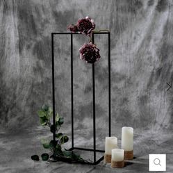 2 Pack Rectangular Matte Black Metal Wedding Flower Stand, Geometric Column Frame Centerpiece 