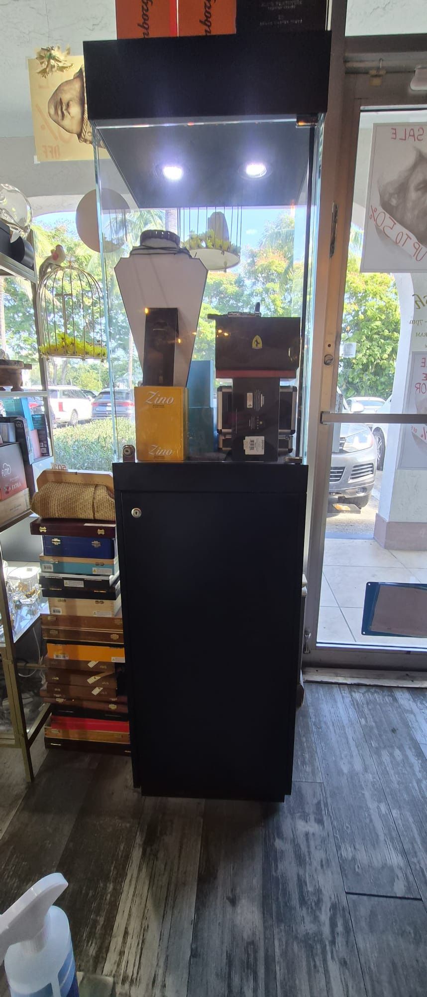 Lighted Jewelry Display Cabinet with Lockable Storage – Modern Black Design