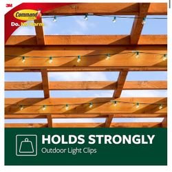 Command Outdoor Light Clips, Damage Free Hanging Outdoor Light Clips with Adhesive Strips, No Tools Wall Clips for Hanging Outdoor Lights and Cables, 
