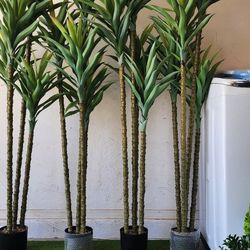 Artificial Tree Indoor 5.57Ft Faux Agave Plant Tree Fake Tropical Yucca Tree With 4 Heads In Pot Fake Dracaena Plants Potted Palm Tree For Home Decor 