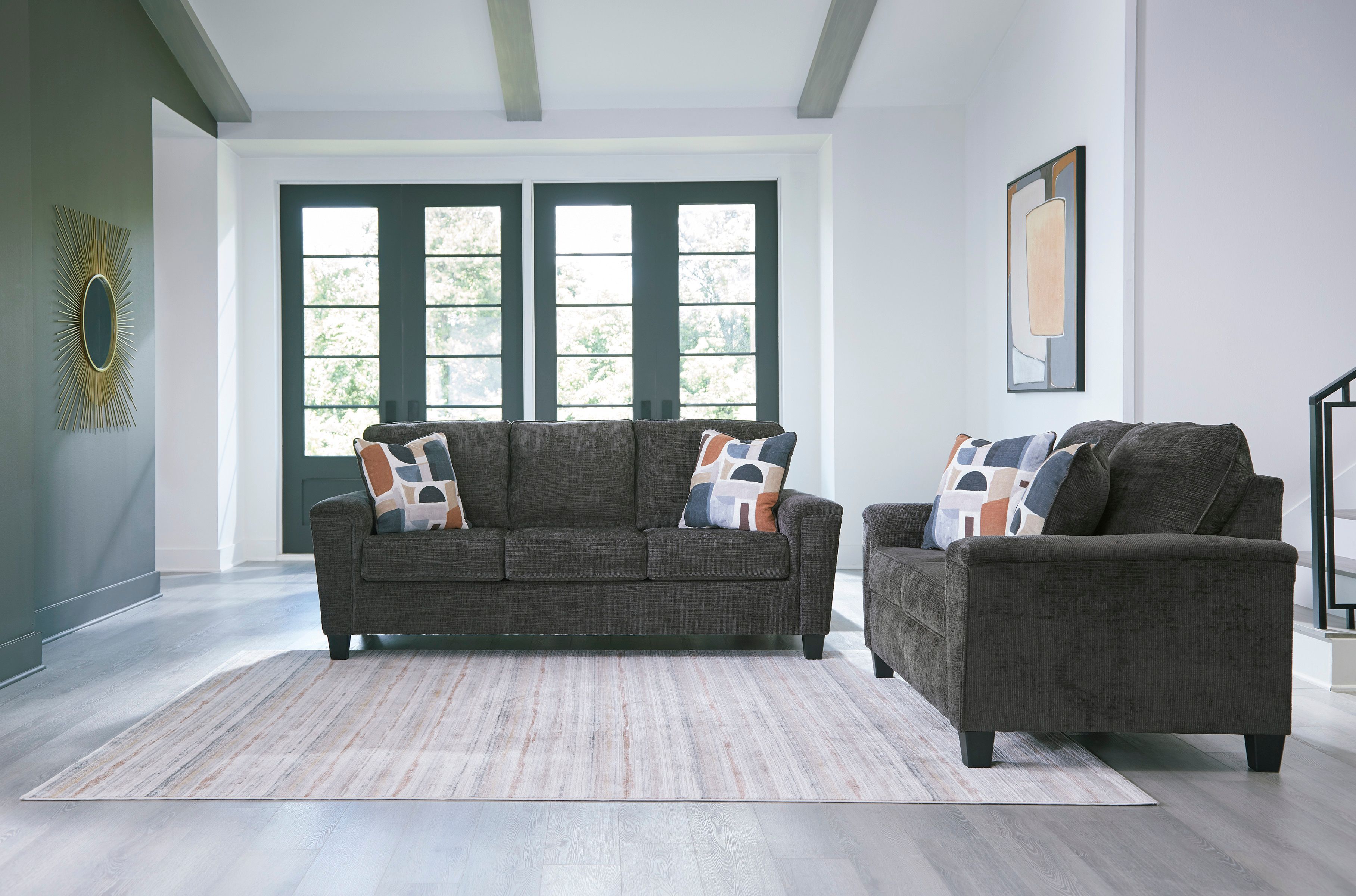 Sofa and Loveseat in Dusk Grey Fabric