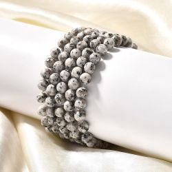 Natural White Howlite Bead Stretch Bracelets