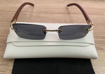 CARTIER STYLE BUFFS TINTED WITH WOOD FRAMES TEMPLES