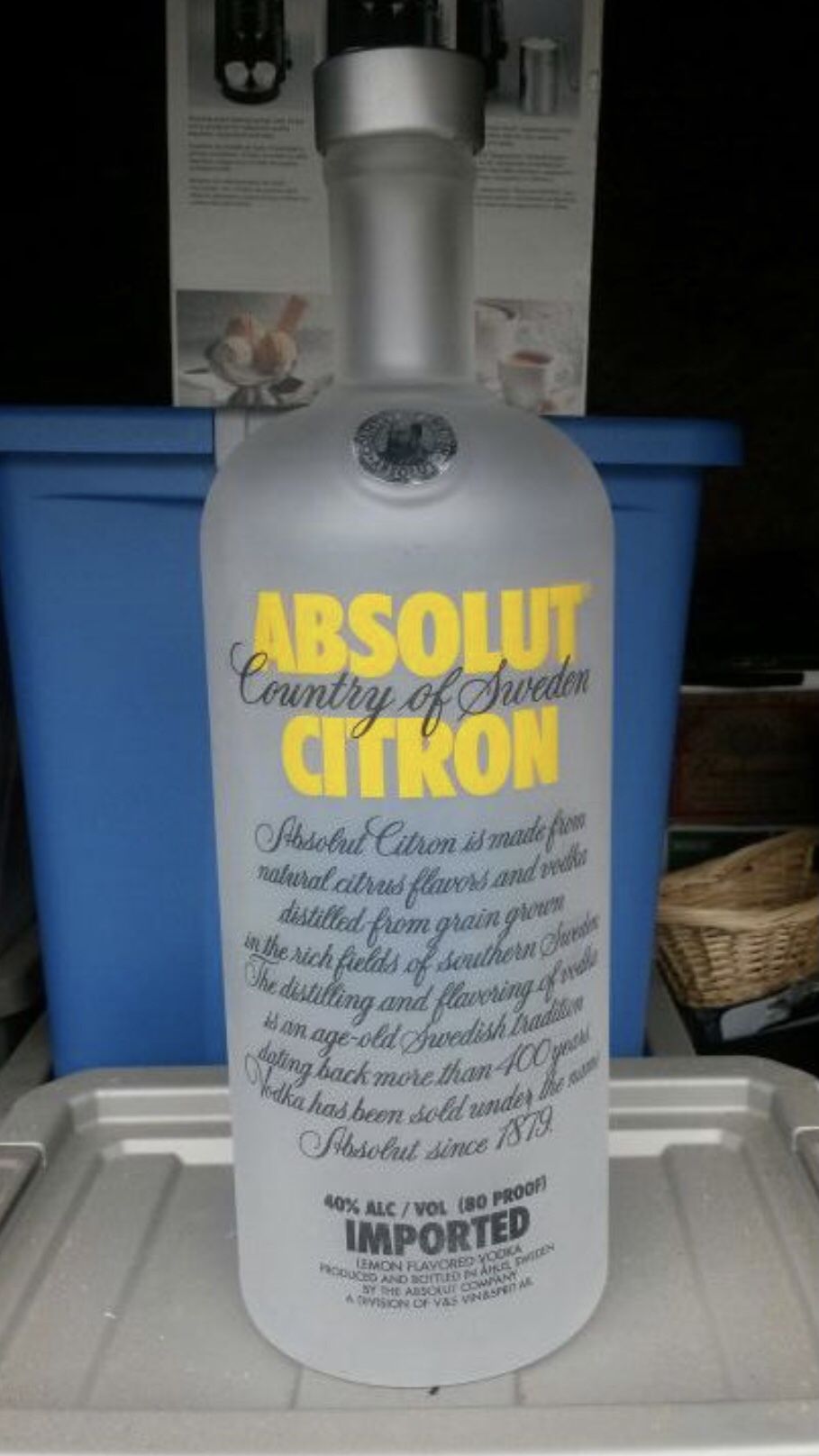 HUGE Absolut Citron Vodka FAKE! Decorative Display-Only Bottle –– EMPTY BOTTLE ONLY!! ALCOHOL NOT INCLUDED!!