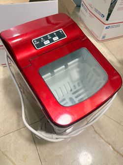 AGLUCKY Ice Makers Countertop with Self-Cleaning, 26lbs/24hrs, 9 Cubes Ready in 6 Mins, Portable Ice Machine with 2 Sizes Bullet Ice/Ice Scoop/Basket 