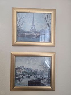 Paris Wall Art Prints Set of 2 in Gold Frames