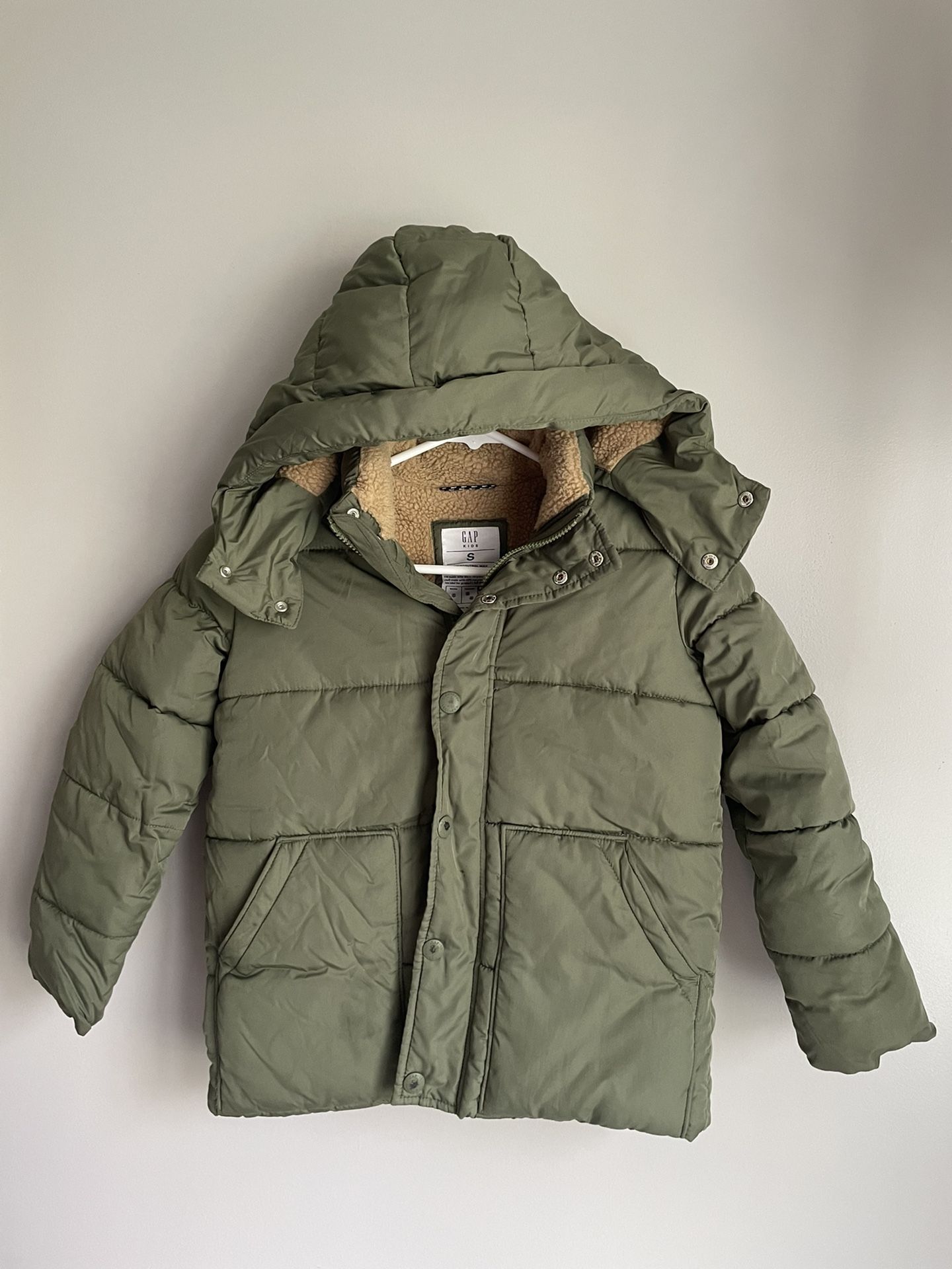 Gap Kids Boys Size Small 6/7 Winter Puffer Jacket Coat Sherpa Lined Heavy Duty Warm