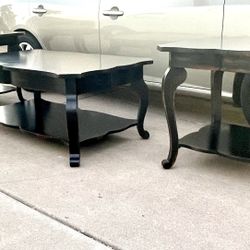 Gorgeous High Quality Distressed Black 50” Coffee Table & End Tables