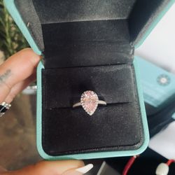 18k Gold Pink pear Diamond Engagement Ring