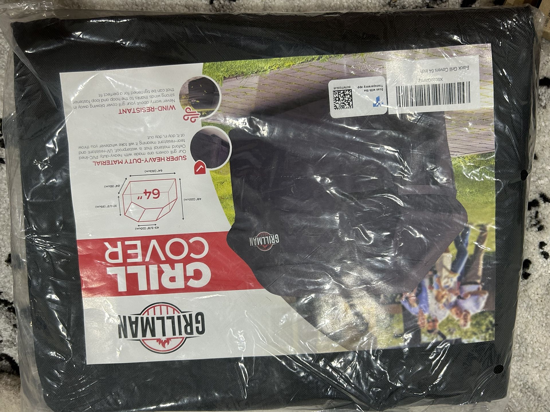 Grillman Premium BBQ Grill Cover. Rip-Proof & Waterproof (64" L x 24" W x 48" H, Black) Top Heavy Duty Large Grill for Weber Spirit, Genesis, Charbroi