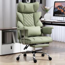 Comfortable Ergonomic Office Chair with Foot Rest PU Leather Reclining Chair for Home