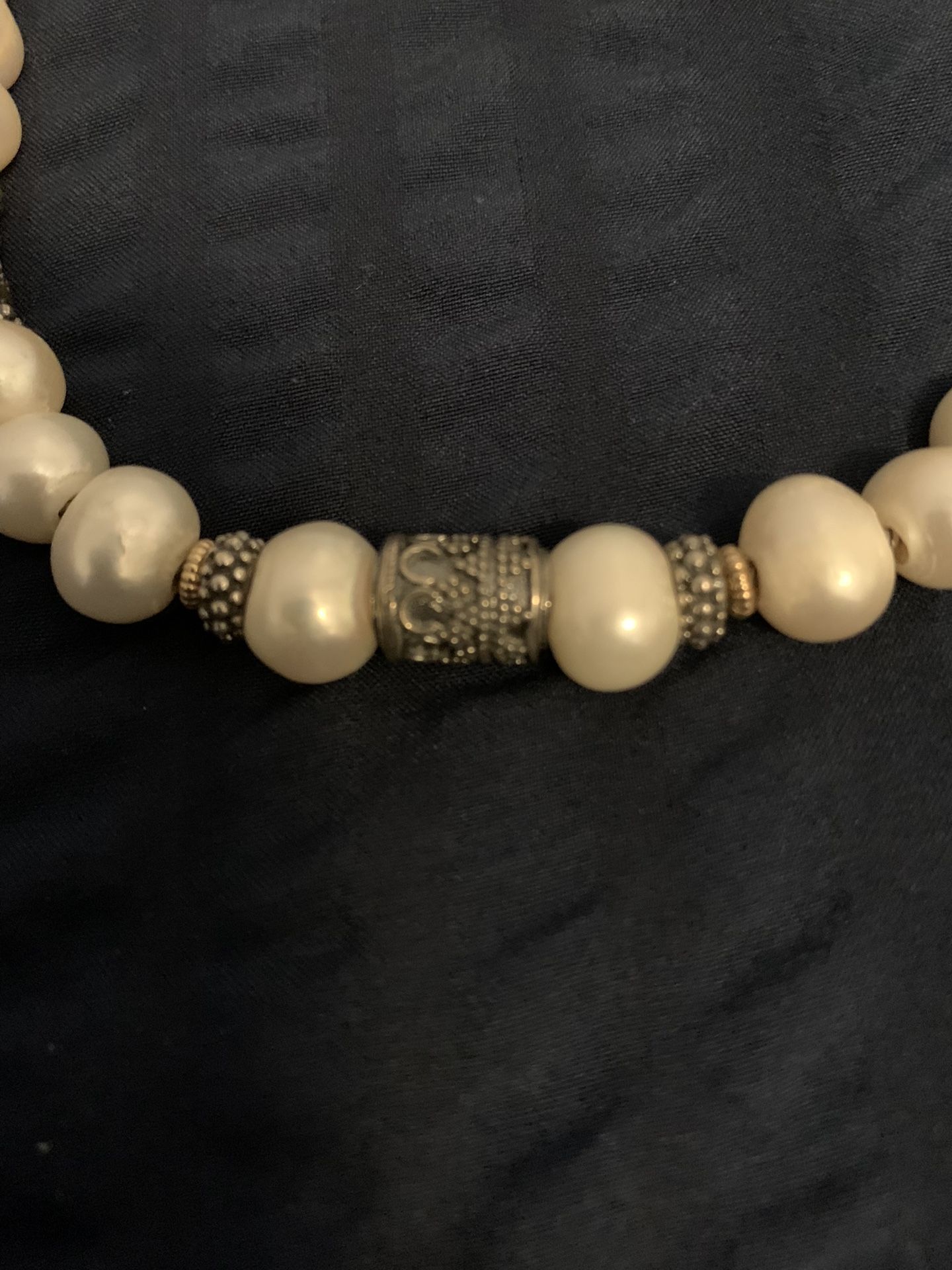 Fresh Water Pear Necklace And Bracelet. 925 With 14k