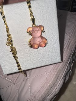 Pink Teddy Bear Necklace 